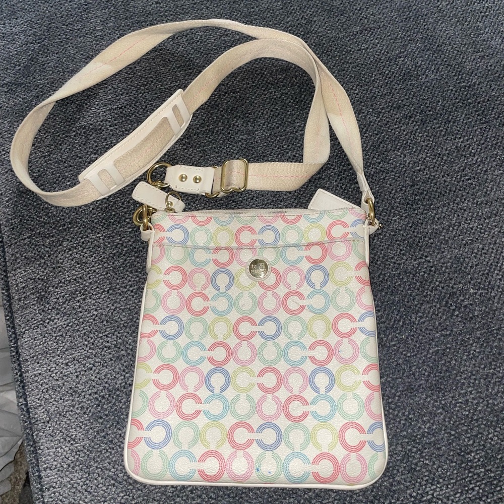 Coach multi color crossbody bag.